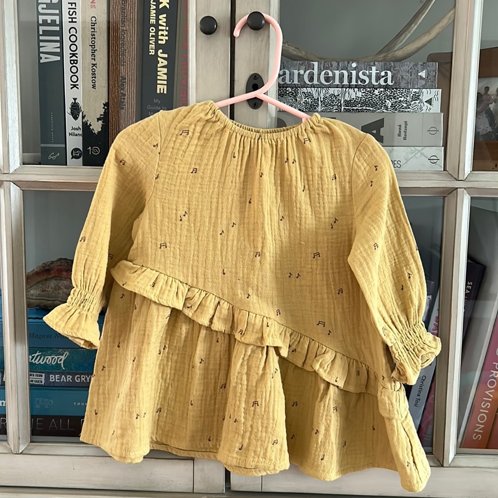 Rylee and Cru Yellow Musical Note Dress 6-12 M